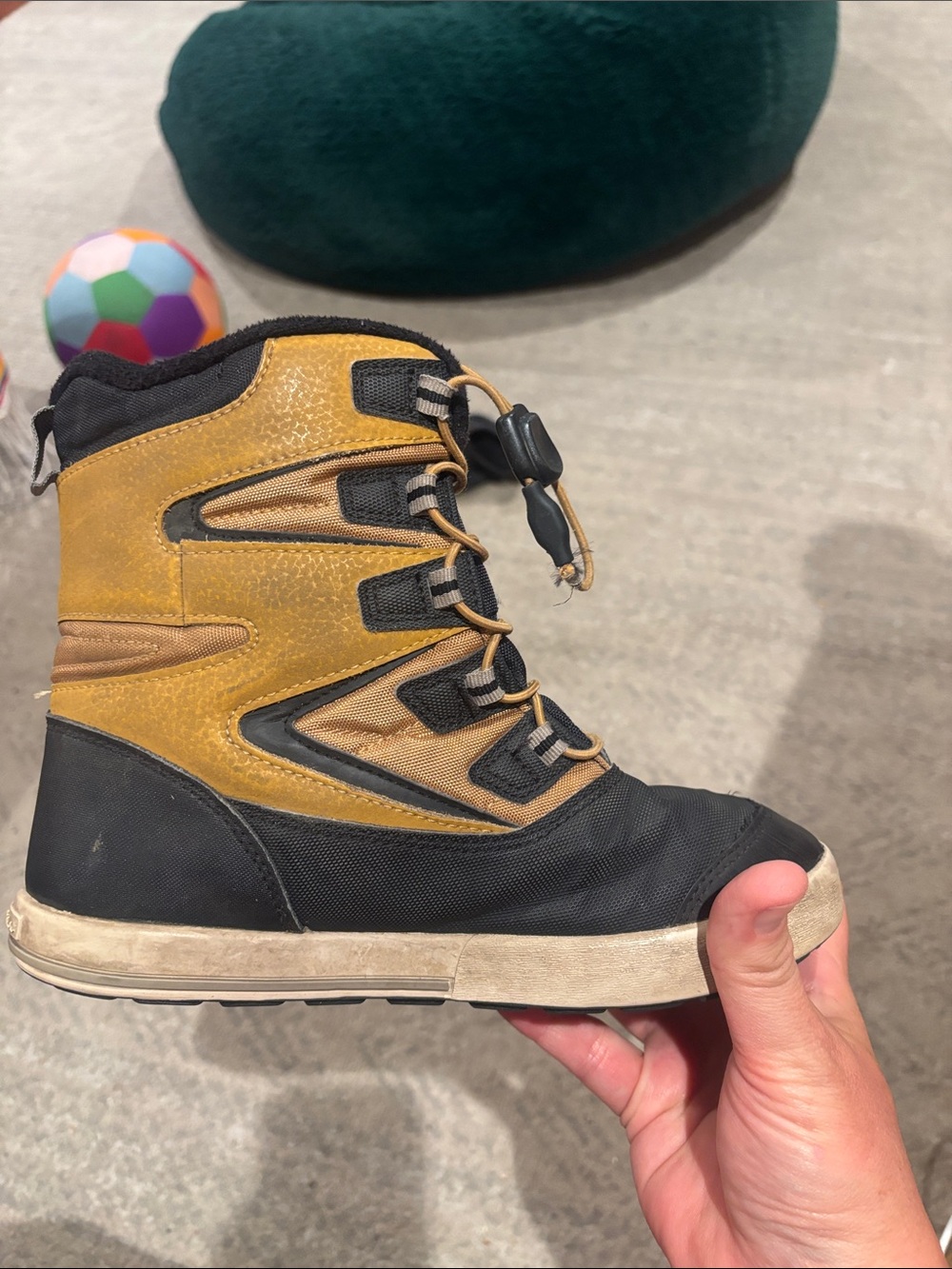 Kids Waterproof Winter Boot - Black & Mustard